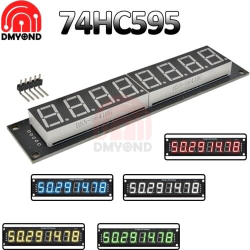 0.56 Inch 6-digit Digital Tube Module White/Red/Yellow/Green/Blue Display 74HC595 Controller 3-Pin Digital I/O Connection Module