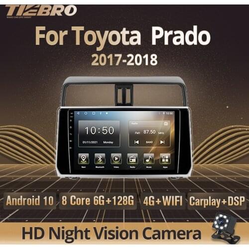 Tiebro 2DIN Android10.0 Car Radio For Toyota Land Cruiser Prado 150 2017-2018 Car Stereo Bluetooth Player Carplay GPS Navigation
