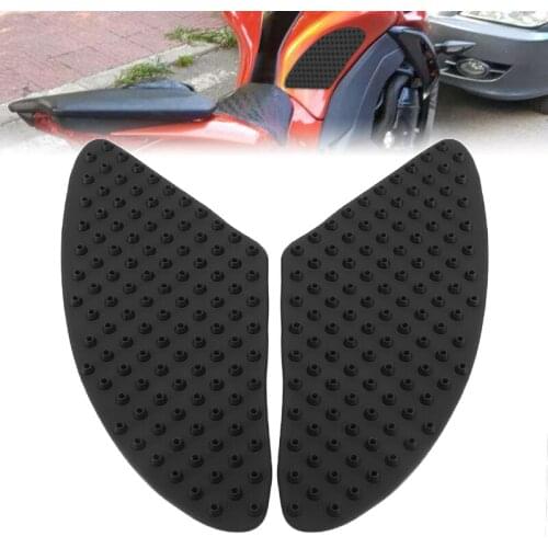 For Kawasaki ZX 6R Z1000 2pcs Tank Side Knee Grip Traction Pad Protector Black Elastomer Material