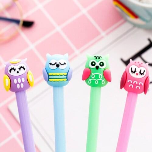 Gel Pen 100 Pcs Kawaii Pen Creative Cartoon Animal Owl Gel Pens Writing Supplies Girl Gift Fashion Cute Stationery Wholesale