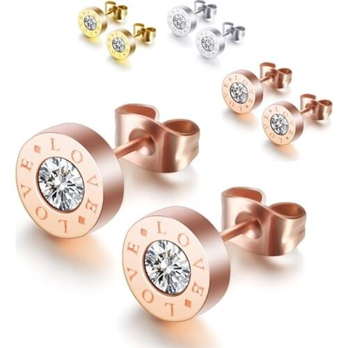 2021 Hot Sale Love letter round Titanium steel zircon earrings Crystal from Swarovskis Simple and stylish Fit Women For Wedding