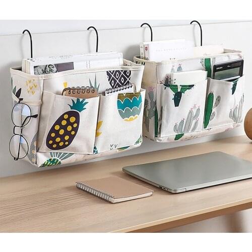 Canvas Bedside Storage Bag Hanging Pocket Bedroom Magazine Storage Pouch Diaper Caddy Toy Holder Baby Tissue Box Home Organizer