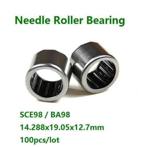 100pcs/lot SCE98 BA98 Inch size 14.288x19.05x12.7mm Drawn Cup Needle Roller Bearing