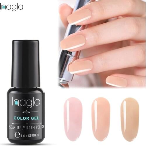 Inagla 8ml Nude Jelly Nail Polish Varnish UV LED Gel Nail Polish DIY Long Lasting Soak Off Nail Art Polish Lacquer Manicure