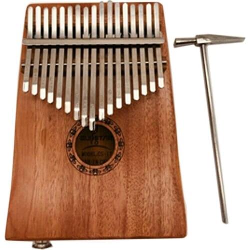 Kalimba 17 Keys Thumb Piano Solid Acacia Electric Pickup Wood Mahogany Body Musical Instrument with Portable Bag