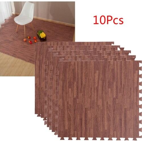 10Pcs DIY EVA Foam Floor Mat Interlocking Puzzle Tile Wood Grain Kids Toys Playmat for Yoga Gym Exercise Playground Protection