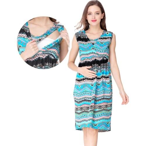 V-Neck Summer Maternity Clothes nursing Breastfeeding Dresses Pregnancy Dress for Pregnant Women Maternity Dress