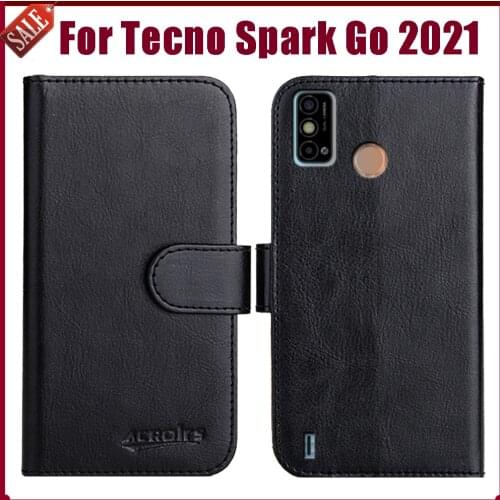 Hot! Tecno Spark Go 2021 Case 6.52" Fashion 6 Colors Flip Soft Leather Wallet Cover For Tecno Spark Go 2021 Case Phone Holder
