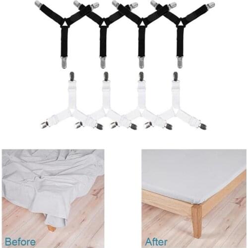 LUCKYBULL 3 Clips Bed Corner Holder Bed Sheet Fasteners Mattress Cover Clips Heavy Duty Bedding Sheets Elastic Straps Adjustable