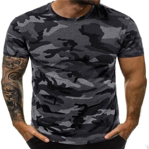 2021 Round Neck Tight-Fitting Sexy Camouflage Print Casual Sports Mens T-Shirt Shorts Summer Pullover Slim Youth New Cool
