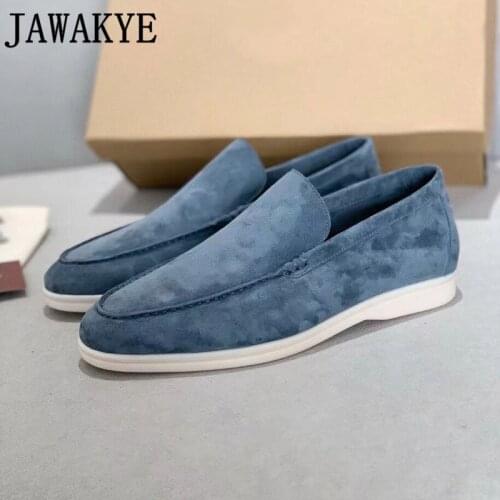 Hot Sale High Quality Flat Shoes for Men Real Suede Leather Casual Formal Shoes Rubber Sole Slip-on Walk Shoes Loafers Shoes Man