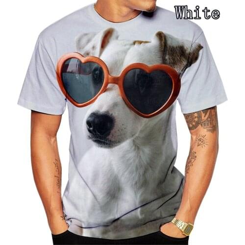 2021 New 3D Digital Printing Glasses Dog Mens Fashion T-shirt Short Sleeve