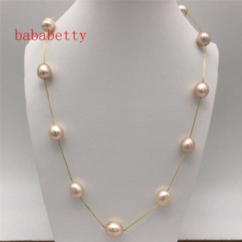 NEW Perfect 10-11MM South Sea pink natural pearls Tibetan silver necklace 18" 002