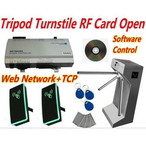RFID Card to open the gate Tripod Turnstie,Network Access Controller+Turnstile gate, Pedestrian passageway security gate id card
