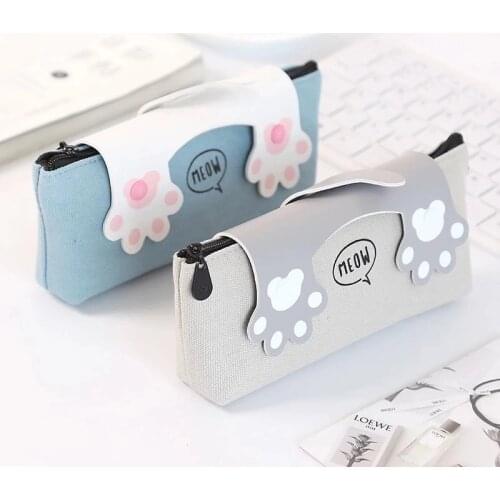 Creative cat Taiji canvas pencil case student cartoon cute cat stationery zipper bag pencil bag