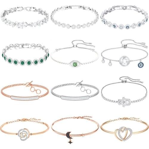 High-quality Swa Original Mixed Rose Double Love diamond Bracelet with Adjustable Crystal Bracelet Ornaments.silver 925 jewelry