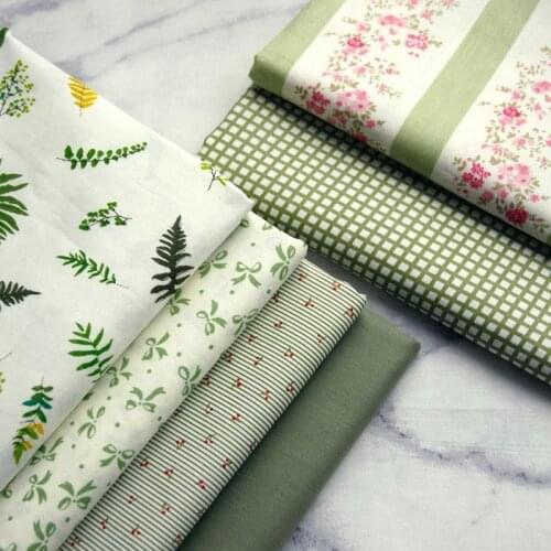 Green Floral Leaf Pattern Printed Cotton Fabric Diy Handmade Dress For Kids Textile Materials P85