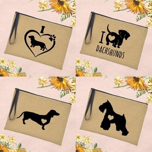 Dog Love Heart Print Makeup Bag Women Cosmetic Case Travel Toiletries Organizer Female Storage Handbag Make Up Cases Pencil Bags