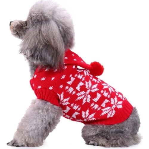 Winter Warm Dog Sweaters For Christmas Dog Hooded Clothes Snowflake Pet Clothing Knitwear Coat Cute Puppy Dog Knitted Hoodies