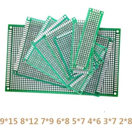 8pcs/Lot 9*15 8*12 7*9 6*8 5*7 4*6 3*7 2*8cm DIY Double Side Copper PCB Universal Prototype Board Circuit Board Protoboard
