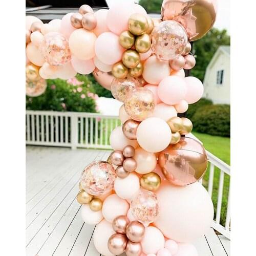 96 pieces Morandi Peach Balloon Garland Arch Kit Chrome Plated Rose Gold 4D Balloon Birthday Wedding Birthday Party Decoration