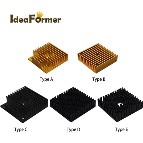 2pcs 3D printer MK7 MK8 Aluminum Heat Sink Fit 40mm cooling fan with Golden/Black Color 40x40x11mm Radiator fins