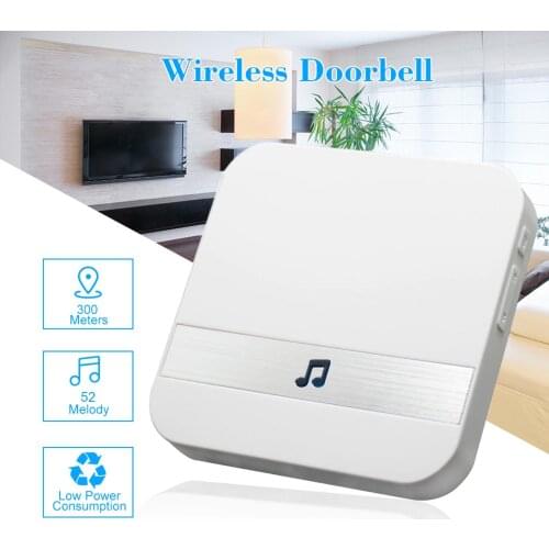 Wireless Doorbell Chime With LED 4 Levels Volume 52 Ringtones Compatible with Smart Video Doorbell