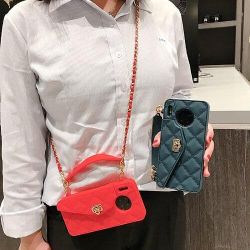 Crossbody Wallet Purse Case For Huawei P40 P40 Pro Mate 30 Silicone Long Chain Shoulder Bag Cover For Huawei P30 Pro Phone Cases