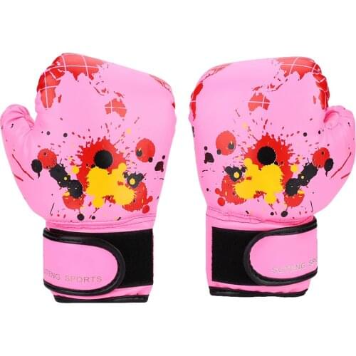 Kids Children Boxing Gloves Professional Flame Mesh Breathable PU Leather Flame Gloves Sanda Boxing Training Glove