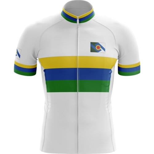 2021 for Colombian Mens Short Sleeve Cycling Jersey New Popular Stripe Sportswear Quick Dry Slim Riding Shirt