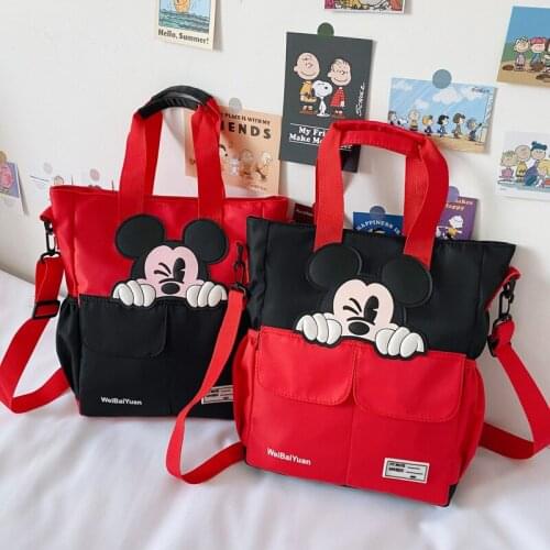 Disney Mickey mouse school tutor bag middle school student bag canvas childrens messenger shoulder bag boys girls handbags