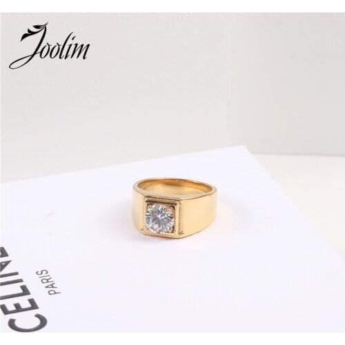 Joolim High End 18K Gold PVD Fashion Crystal Rings for Women Stainless Steel Jewelry Wholesale