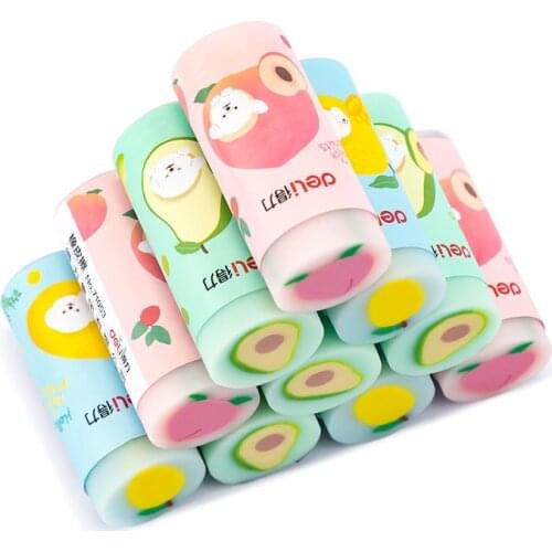 2pcs / 5pcs Deli 71053pvc color rubber fruit cartoon correction error test card homework rubber, student office stationery
