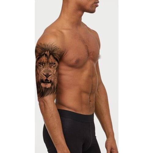 Cool Lion Head Temporary Tatoo Arm Legs Waterproof Kid Women Men Body Art Fake Tattoo Stickers Tatoos Black Realistic Cartoon