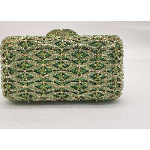 XIYUAN Green/Red Diamond Clutch Purse Women Crystal Bags Rhinestone Evening Bags Wedding Party Handbag Bridal Metal Minaudiere