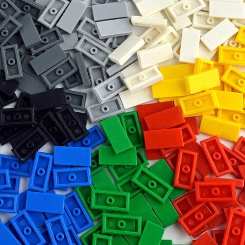 DIY Building Blocks Figure Bricks Ceramic Tile 1x2 Educational Creative Size MOC Bricks Smooth Flat Tiles Toys for Children
