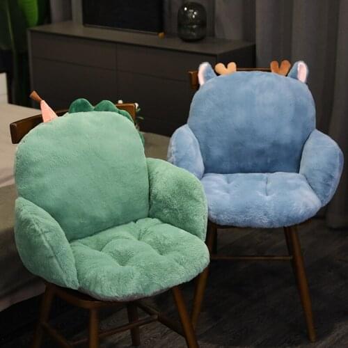 Cute Plush Animal Shape Backrest Pillows Warm Breathable Soft Lounge Chair Seat Cushion Non-slip Tatami Pad Home Decor