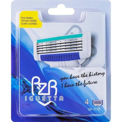 RZR IGUETTA 2021 Mens Manual Shaver Head 4-Layer Razor Set For Safe Shaving With Replacement Blades