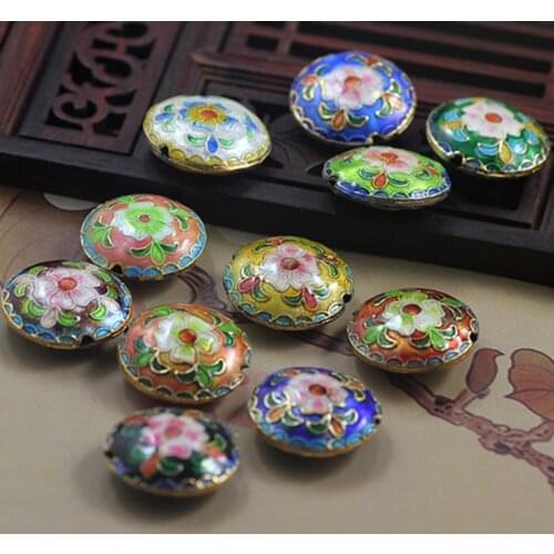 Fancy Enamel Filigree Floral Round Bead Cloisonne Accessories DIY Jewellery Making Supplier Necklace Earrings Bracelets 5pcs/lot