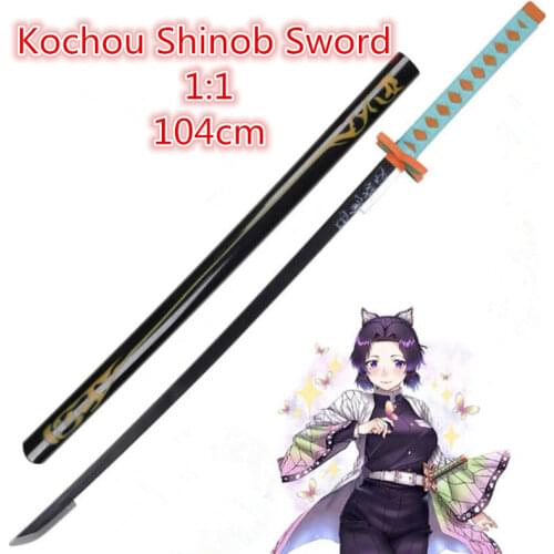 1:1 Kochou Shinobu Sowrd 104cm Demon Slayer Cosplay Sword Anime Ninja Knife Kimetsu no Yaiba Sword Weapon PU Prop Model