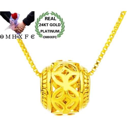OMHXFC Wholesale European Fashion Woman Man Unisex Party Birthday Wedding Gift Vintage Coin Bead 24KT Gold Pendant Charm PN278