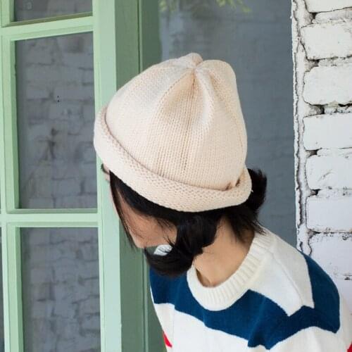 Fall Winter Women Girl Beanies Hat Outdoor Thickened Pure Color Warm Knitted Cap Adult Men Casual All-match Skullies Caps H7313