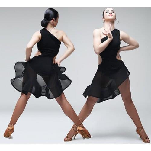 Sexy Latin Dance Costume Women Fluffy Dress Fishbone Skirt Tango Performance Costume Salsa Dress Party Prom Stage Wear VDB3237