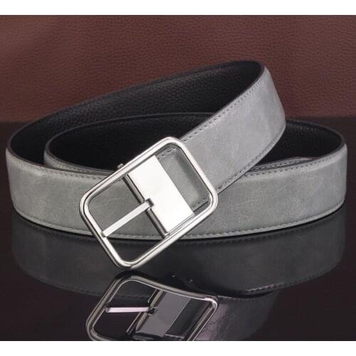 Fashion Blue Belt Men Classic Pin Buckle designer Waistband Casual genuine Leather exquisite Blue fashion Cowskin ceinture homme