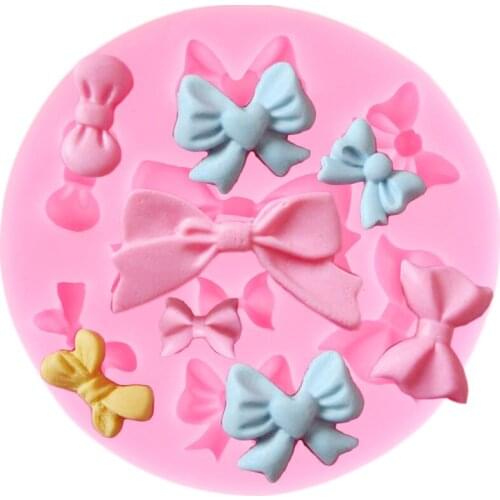 Bow Ribbon Silicone Molds Cupcake Topper Fondant Cake Decorating Tools 3D Gumpaste Chocolate Mould Polymer Candy Clay Moulds