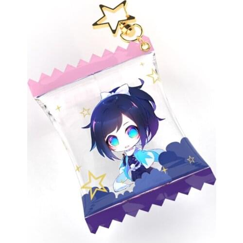 Vograce Oem Custom Cartoon Anime Transparante Candy Sleutelhanger Gedrukt Acryl Snoep Hanger Opblaasbare Charms Als Relatiegesch