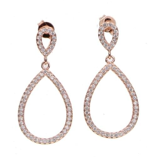 Top quality jewelry factory wholesale big tear drop outline hollow water drop micro pave CZ zirconia drop dangle fashion earring