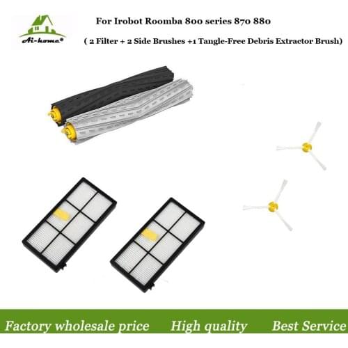 1 set Tangle-Free Debris Extractor &2 Hepa Filters & 2 Side Brush Replenishment kit for iRobot Roomba 800 900 series 870 880 980