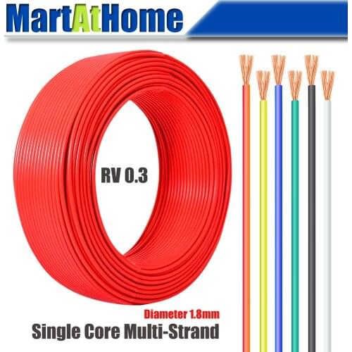 1 Meter RV 0.3 Single Core Multi-strand Cord Wire 99.9% Oxygen-free Copper PVC for DIY Electronic Equipment, Motors, Light