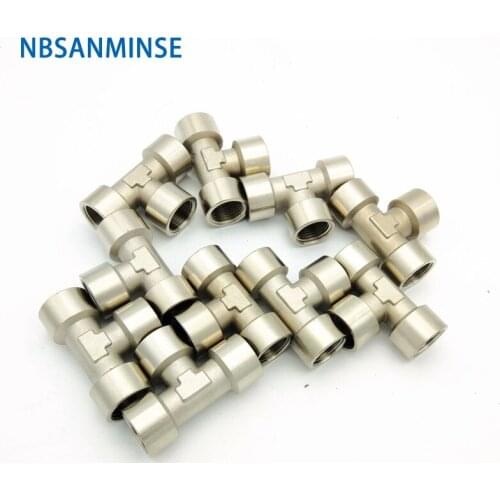 10Pcs/Lot CEF 1/8 1/4 3/8 1/2 Female Three Way Fitting Brass Transition Pneumatic Air Fitting NBSANMINSE